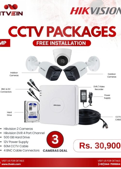 Hikvision 3 Camera Full HD CCTV Package – Professional Installation & 1-Year Warranty Included