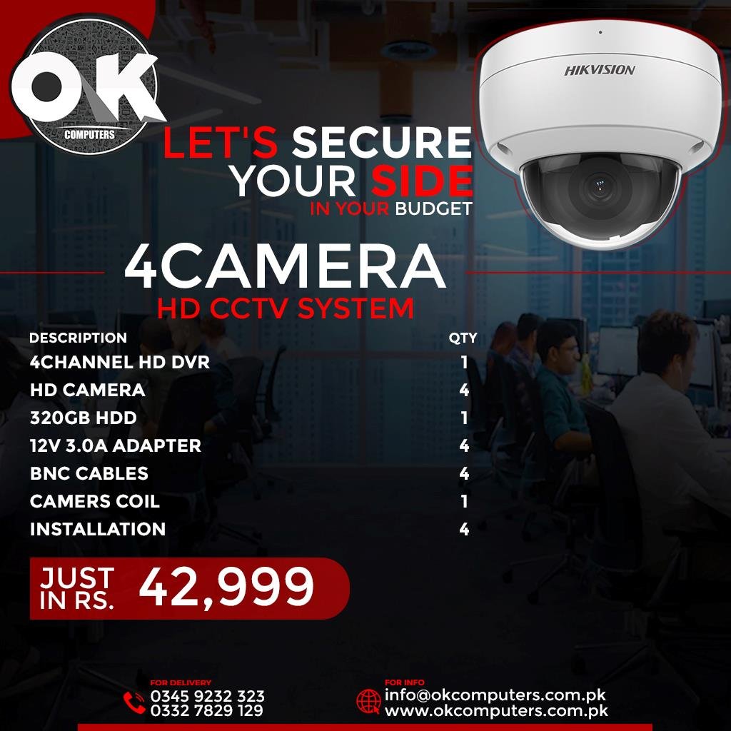 4 Camera HD CCTV Package – Hikvision 2MP Full Coverage Security Kit