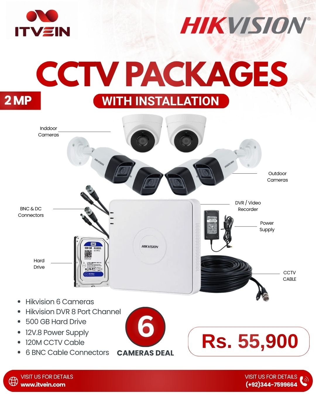 6 cctv Cameras Package